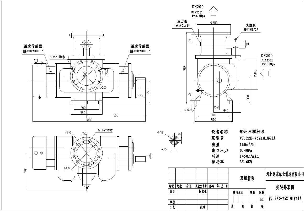 W7.2ZK-75Z1M1W61A船用雙螺桿泵